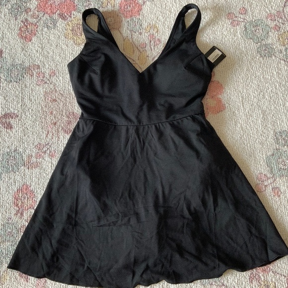 Spanx pique shaping swim dress size m nwt very black - Picture 1 of 3